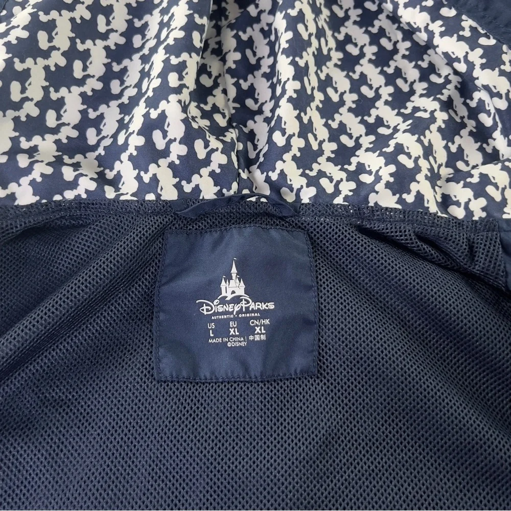 Walt Disney World Windbreaker Jacket Womens Large Blue Mickey Hooded Full Zip - Picture 8 of 11